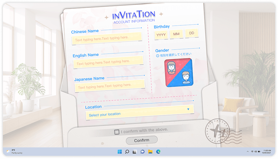 Master account creation form